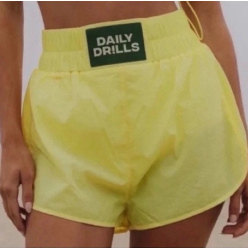 Daily Drills Bright Yellow Super Bounce Athletic Shorts With Patch